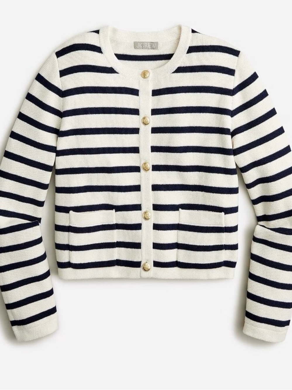 NWOT J. Crew Emilie Lady Sweater Ivory Navy Stripe XL